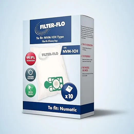 Henry Bags NVM-1CH Filter Flo Synthetic Dust Bags | Box 10 | BOX309 for Henry Hetty Harry and James NVM-1CH