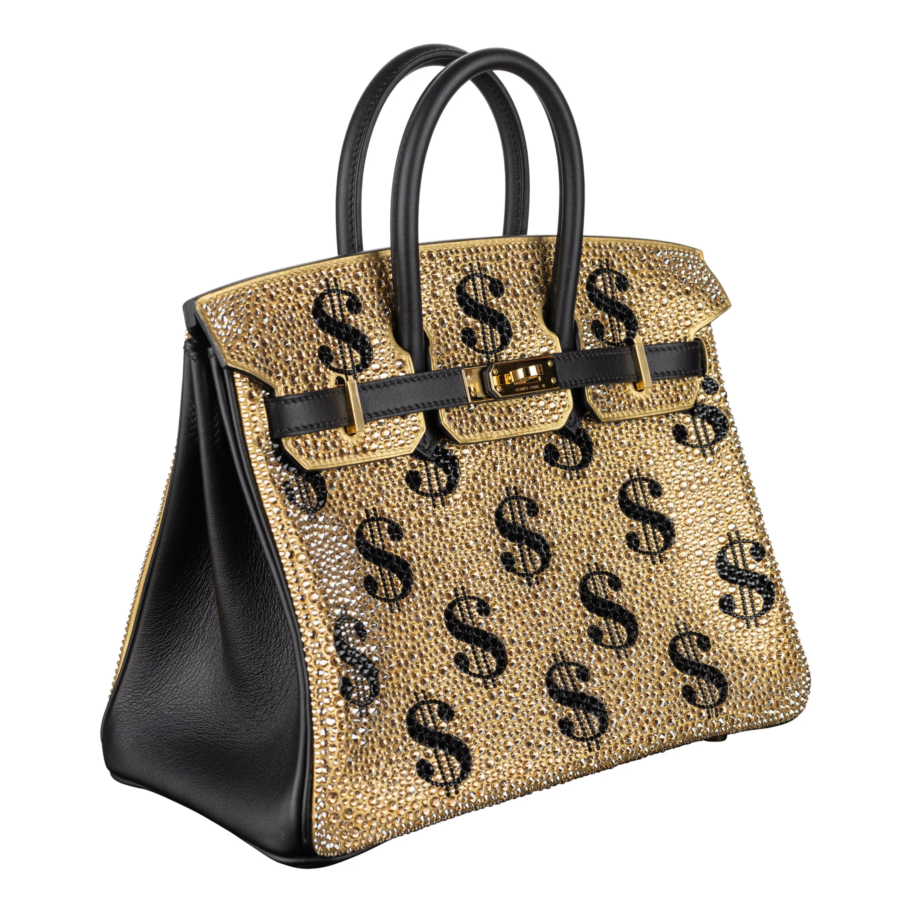 Hermès 25cm Birkin Customized Gold Moneybags Swarovski Crystal Gold Hardware
