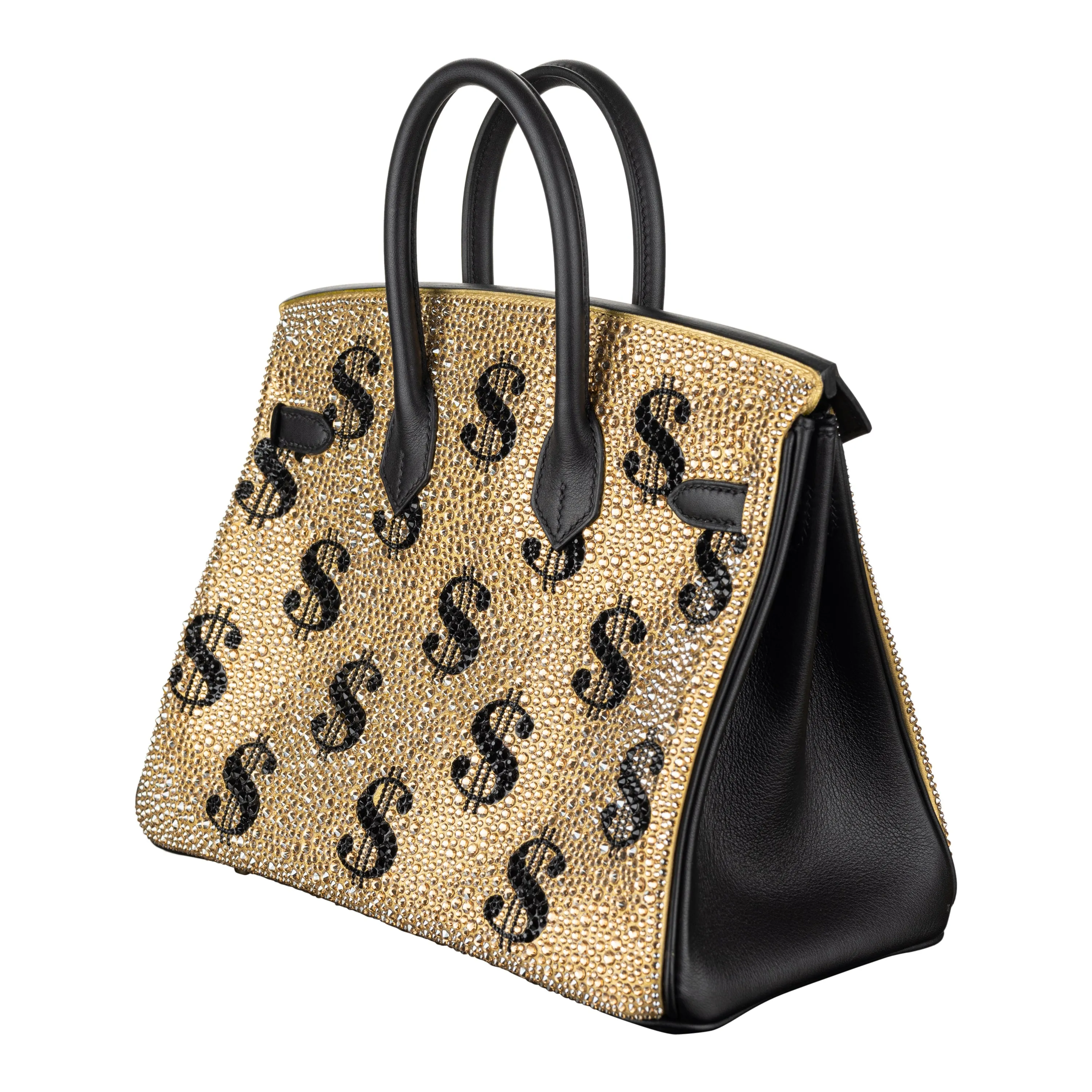 Hermès 25cm Birkin Customized Gold Moneybags Swarovski Crystal Gold Hardware