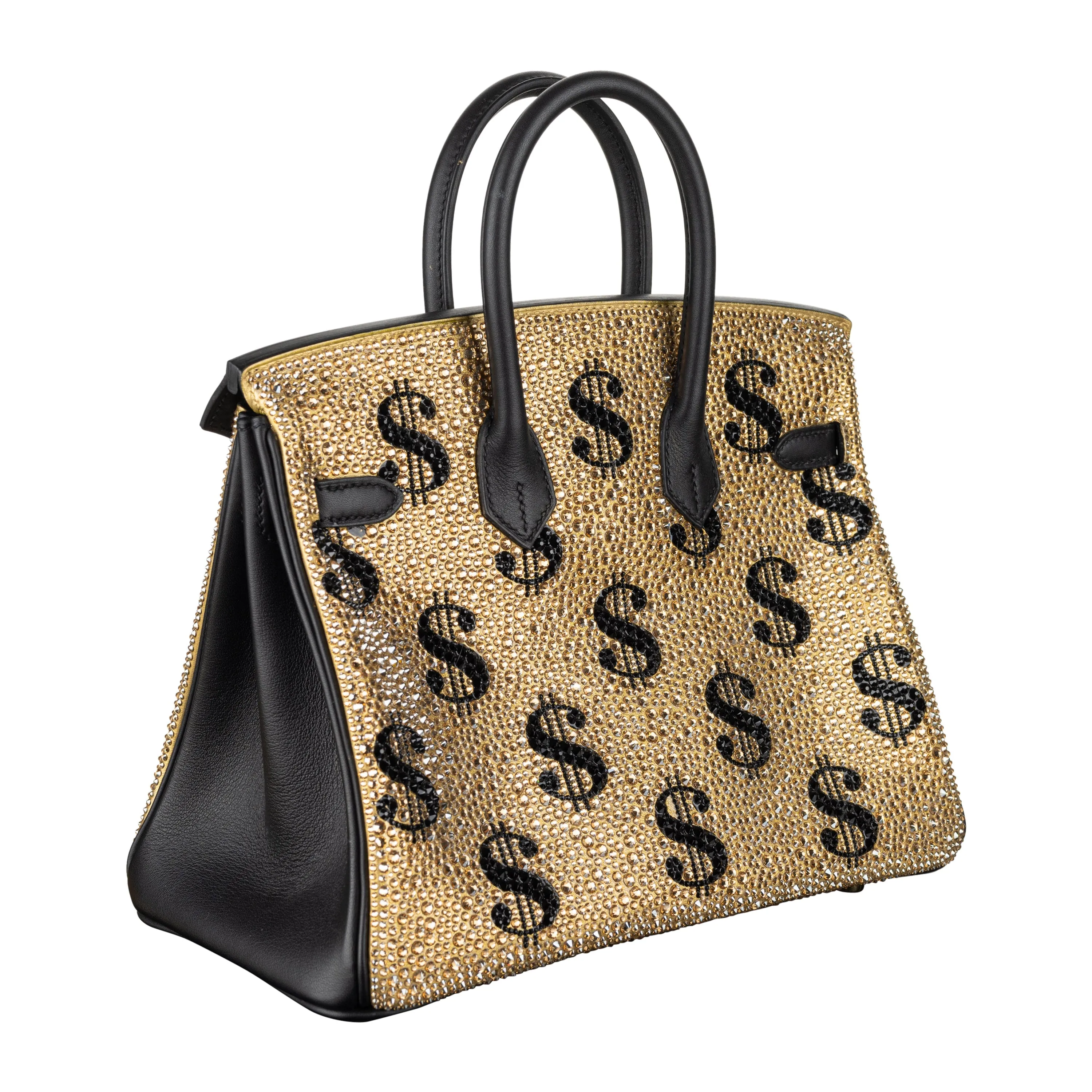 Hermès 25cm Birkin Customized Gold Moneybags Swarovski Crystal Gold Hardware