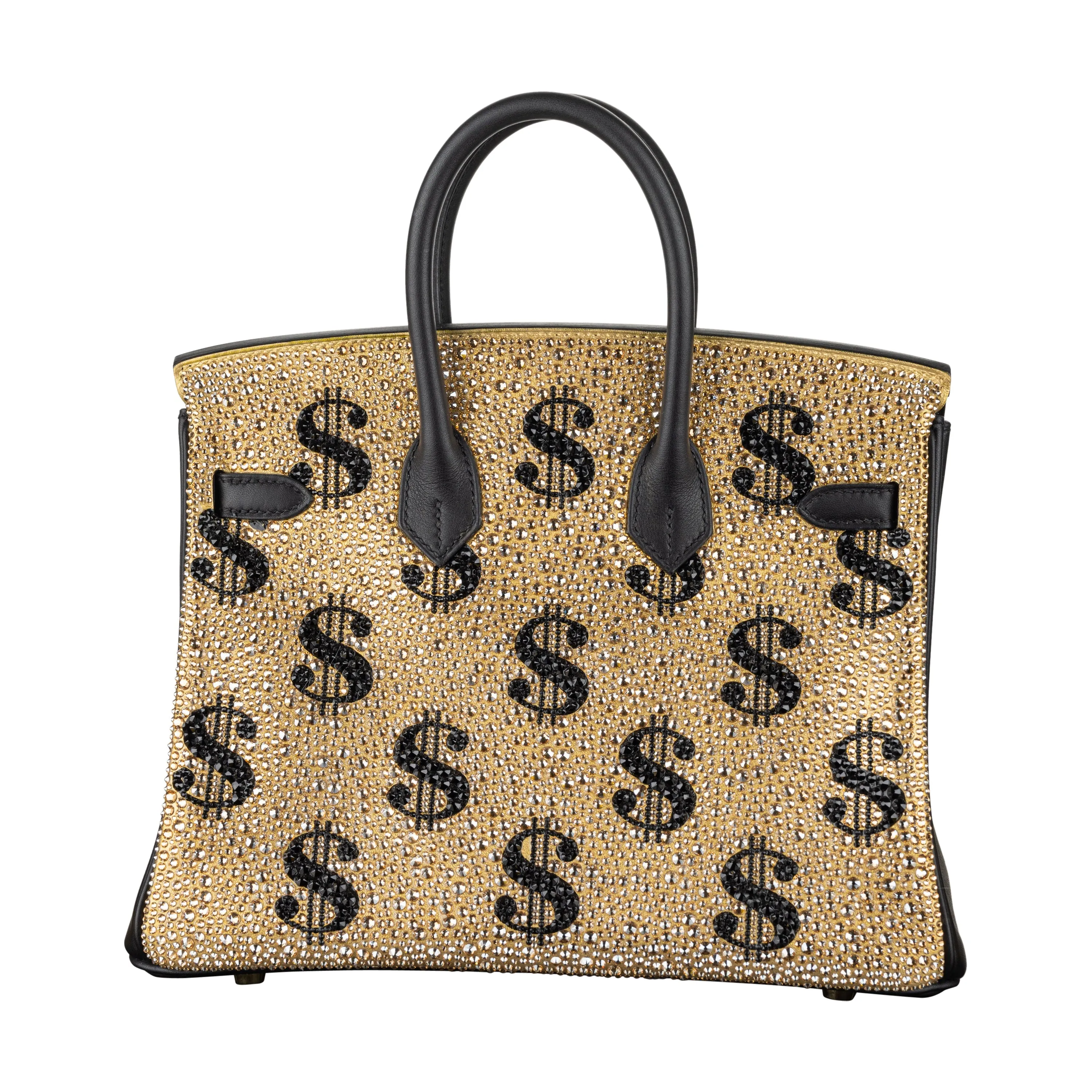 Hermès 25cm Birkin Customized Gold Moneybags Swarovski Crystal Gold Hardware