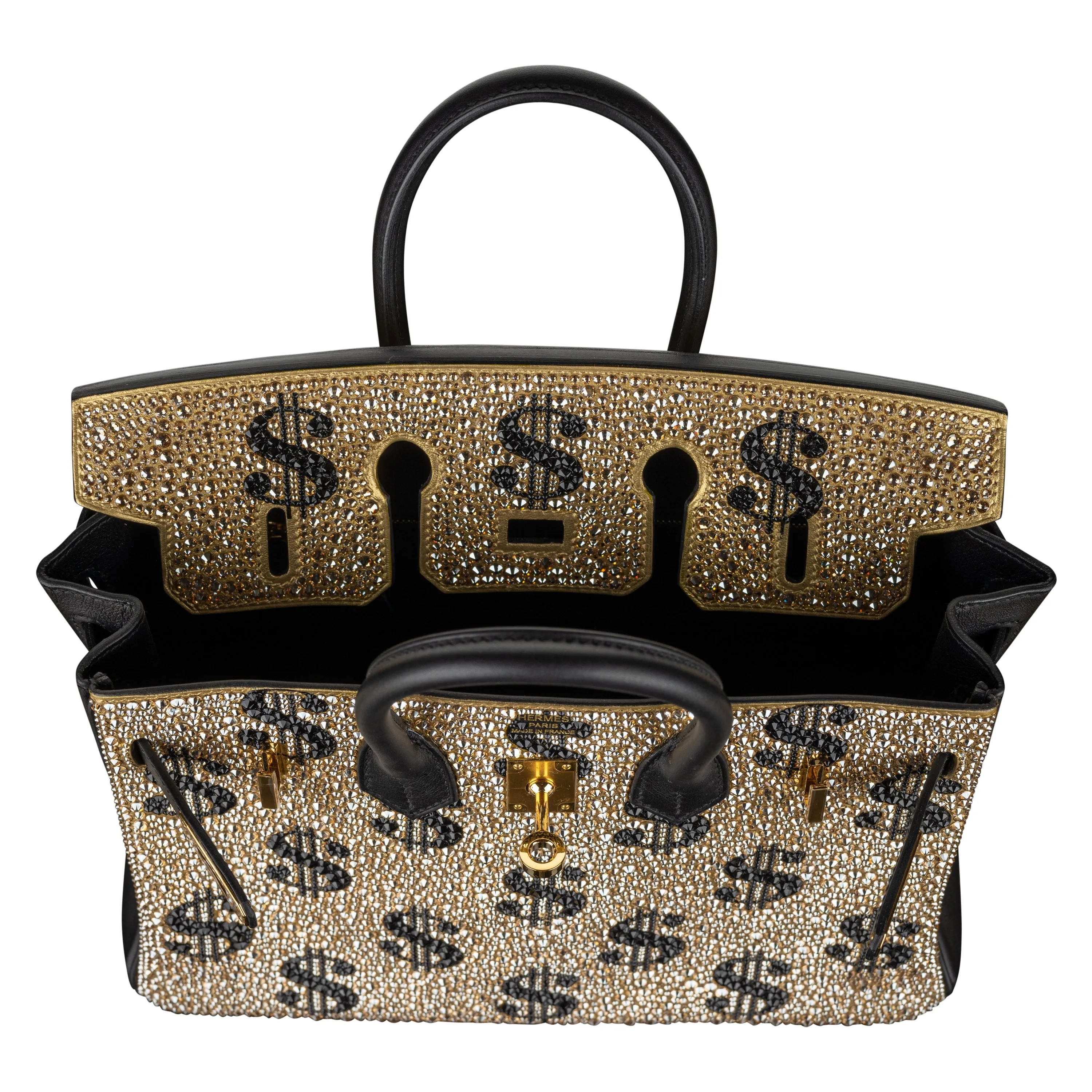 Hermès 25cm Birkin Customized Gold Moneybags Swarovski Crystal Gold Hardware