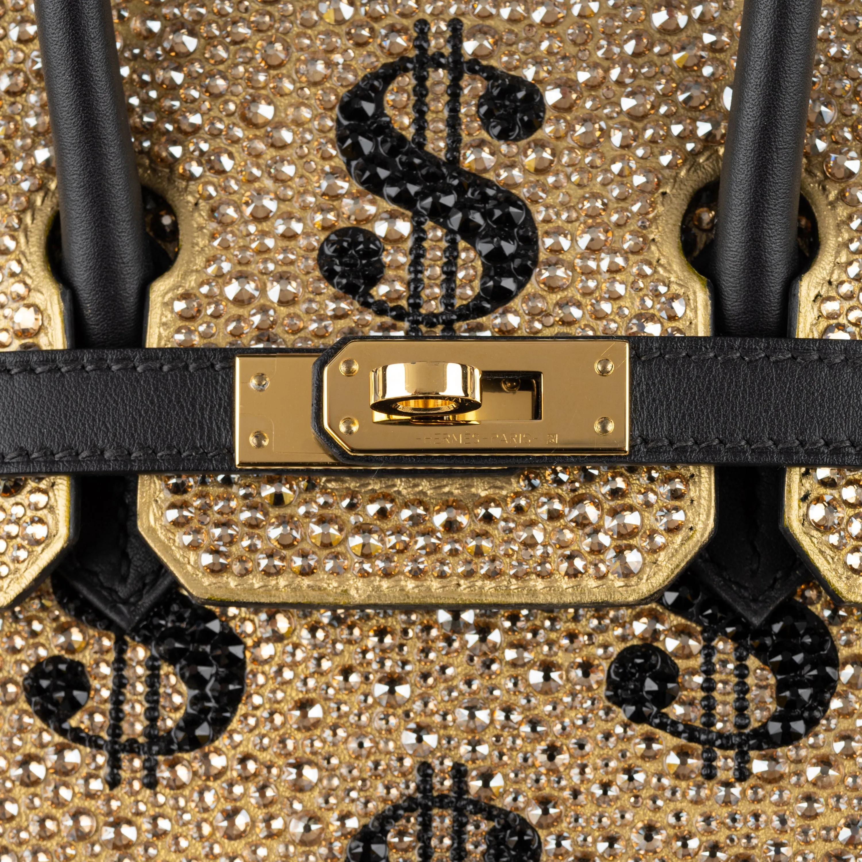 Hermès 25cm Birkin Customized Gold Moneybags Swarovski Crystal Gold Hardware