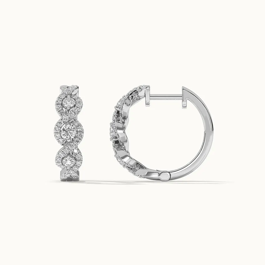 Intertwined Rope Diamond Hoops