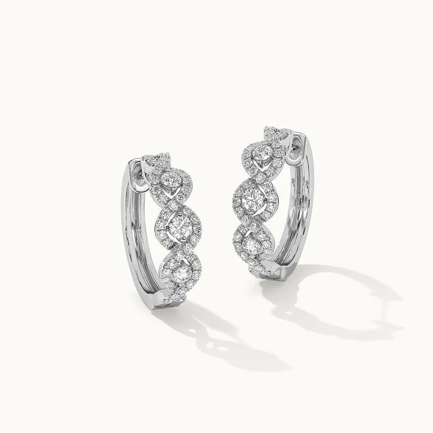 Intertwined Rope Diamond Hoops