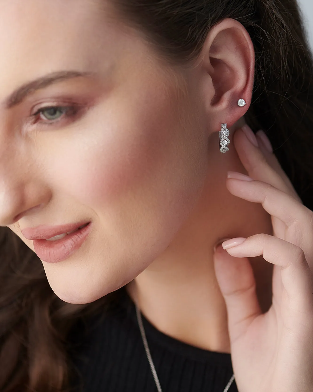 Intertwined Rope Diamond Hoops