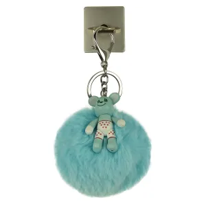 iOrigin Ring Grip/ Kick Stand   Furry Ball with Bear Key Chain for Mobile Phones & Tablets