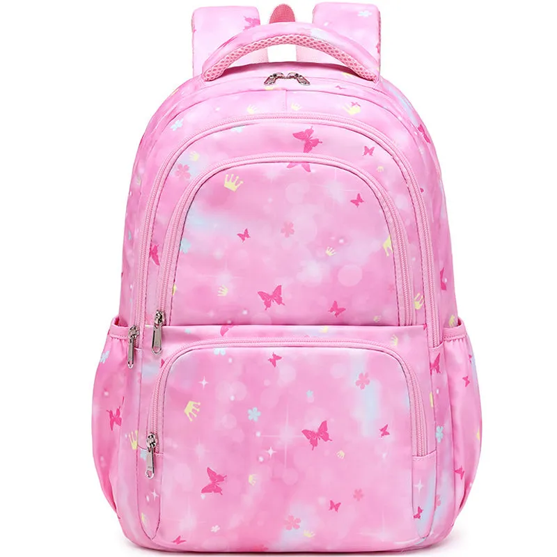 Kids Backpack With Lunch Box School Backpacks - Blue Pink Purple Book Bags For Girls Cute Butterfly Backpack Set With Lunch Pail Pencil Case Bookbag