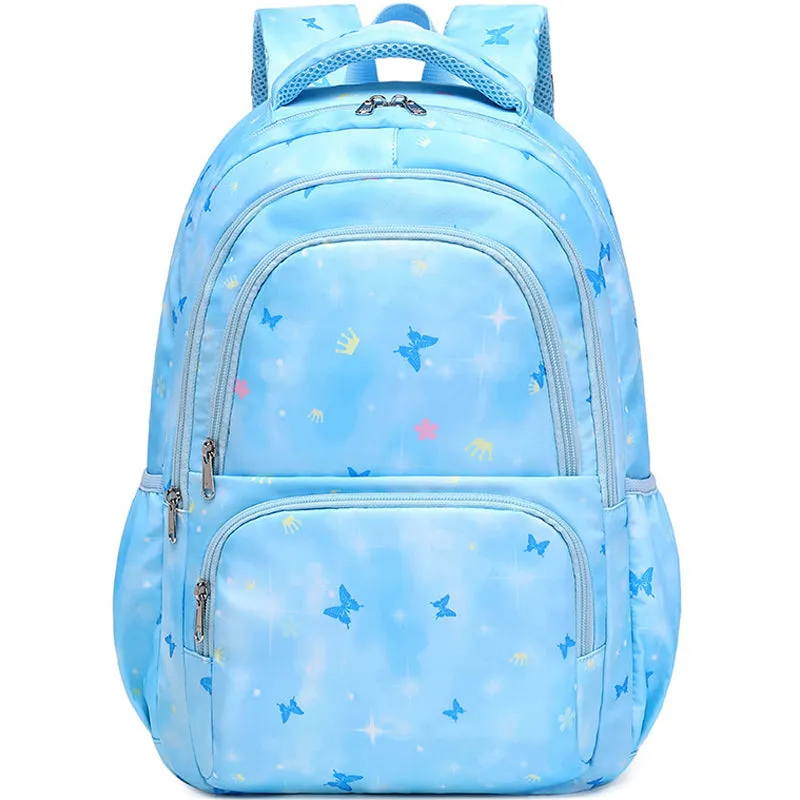 Kids Backpack With Lunch Box School Backpacks - Blue Pink Purple Book Bags For Girls Cute Butterfly Backpack Set With Lunch Pail Pencil Case Bookbag