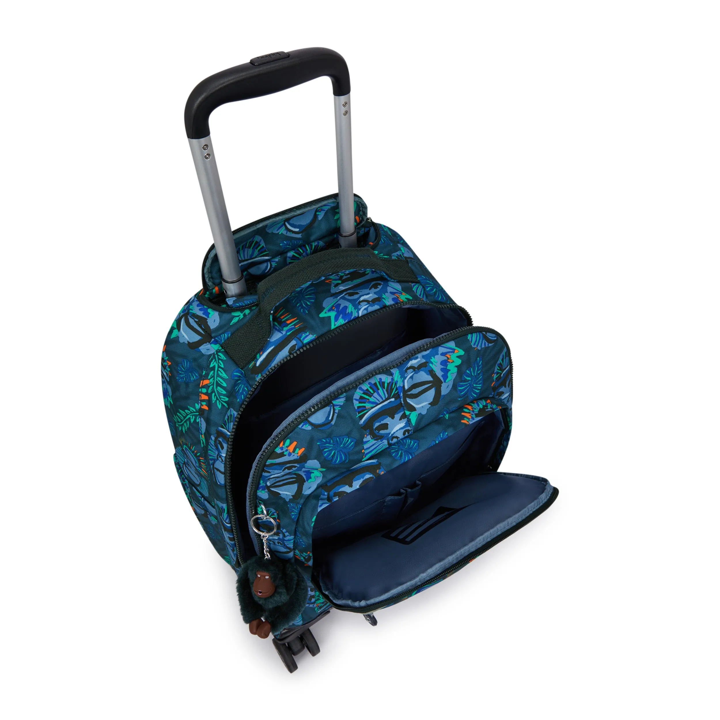 Kipling New Zea Blue Monkey Fun Large Wheeled Backpack C2I4674-8HJ