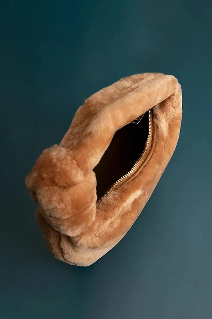Knotted Shearling Mini Handbag