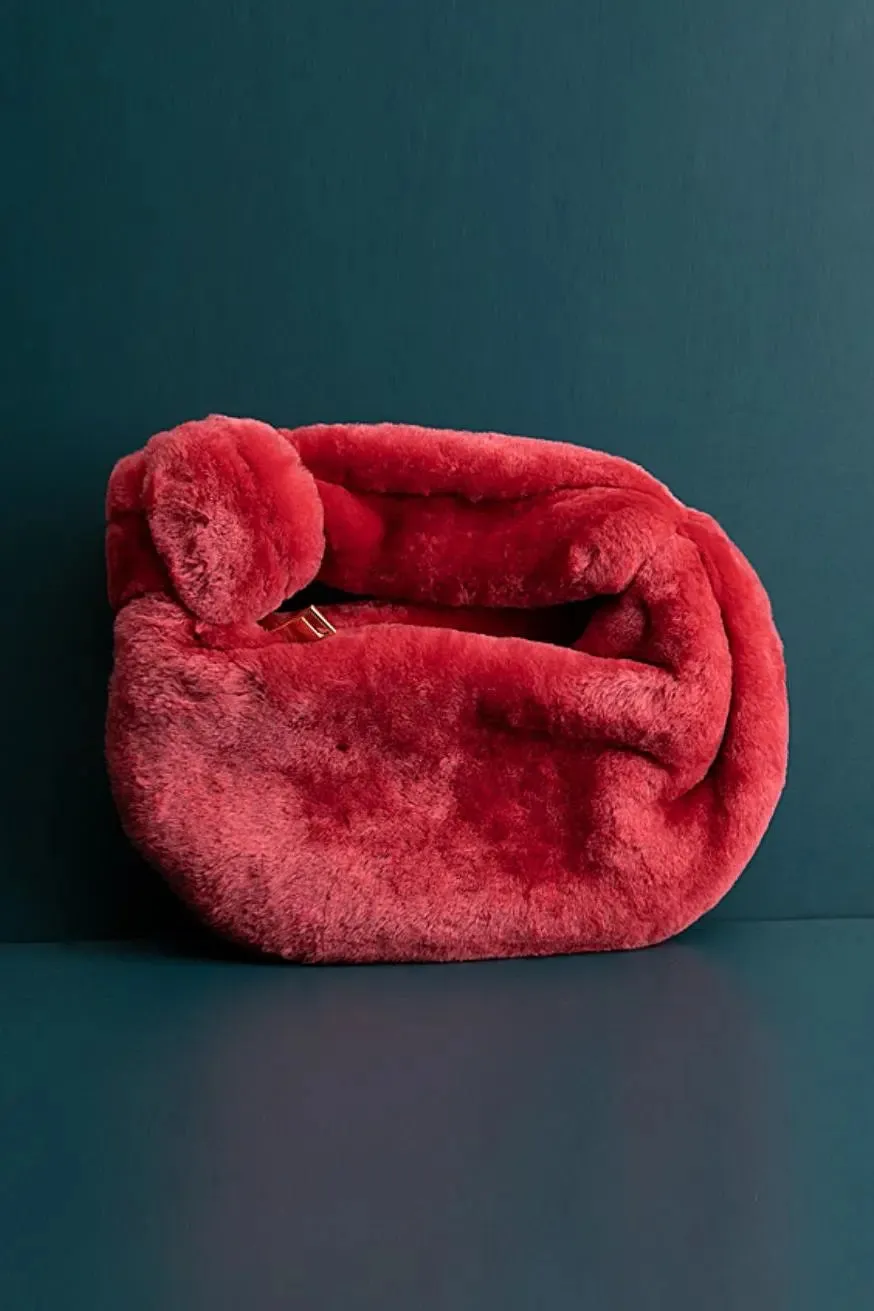 Knotted Shearling Mini Handbag