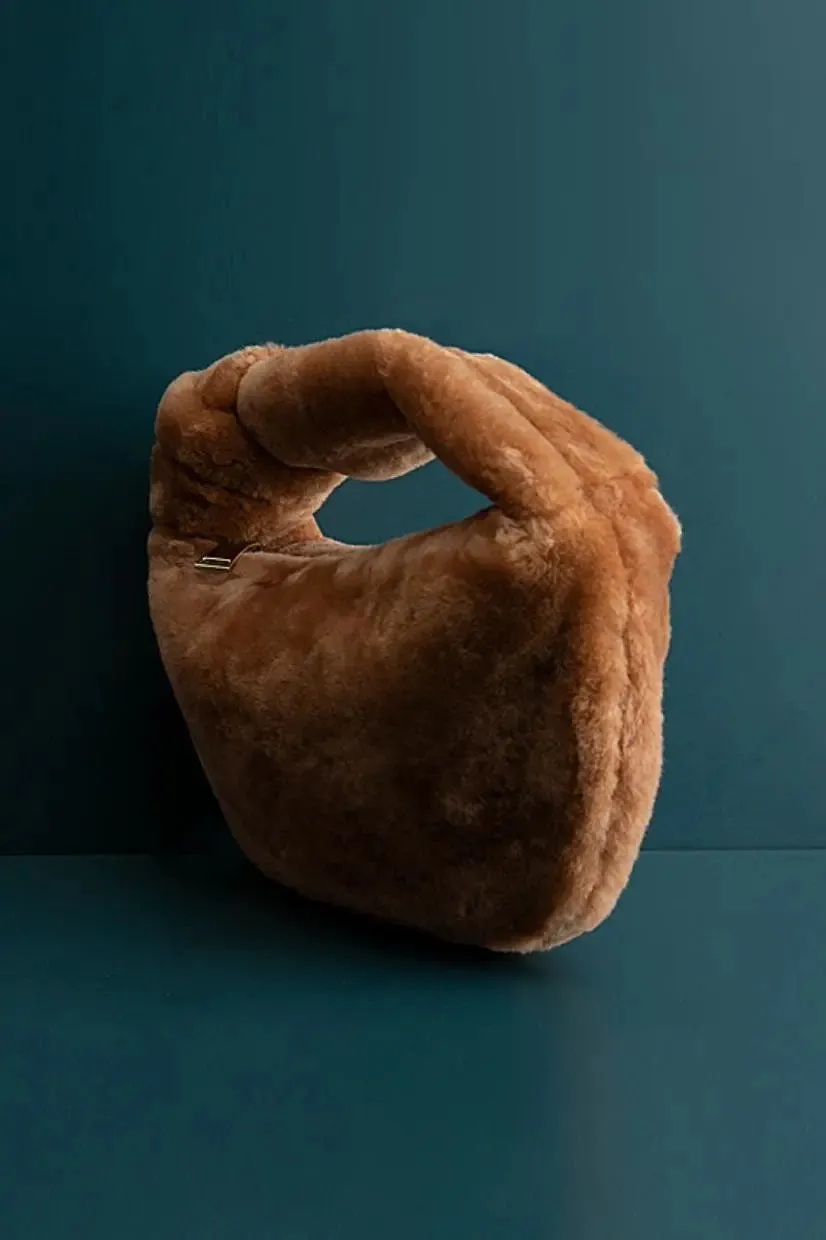 Knotted Shearling Mini Handbag