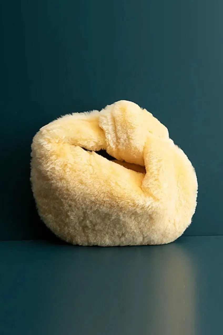 Knotted Shearling Mini Handbag