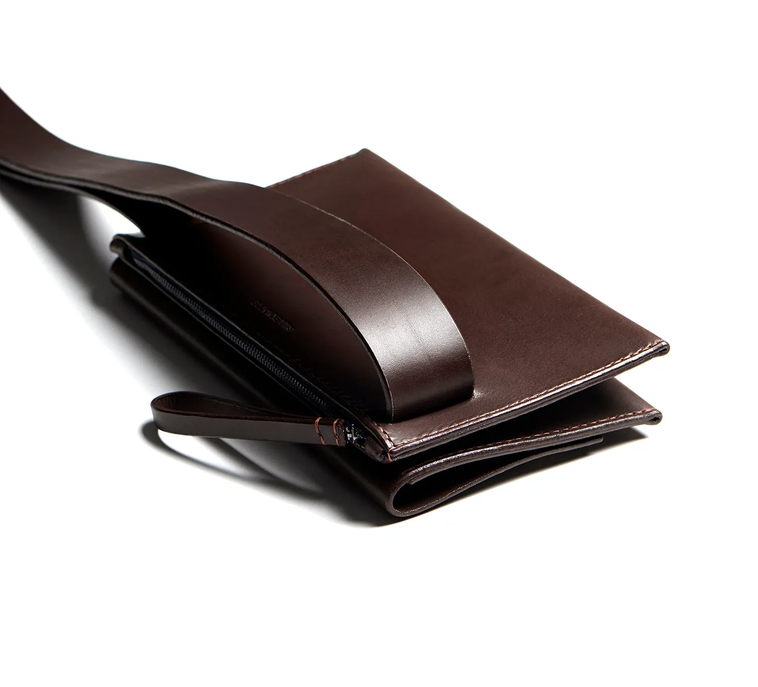Leather bumbag: RIGMOR DOUBLE (dark brown)