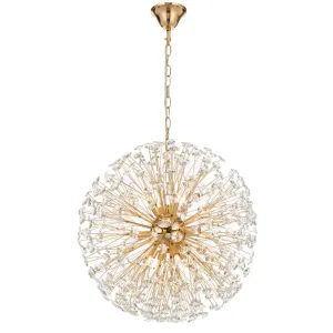 Lerida 12 Light Round Gold with Crystal Pendant