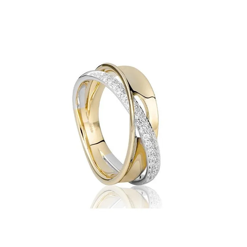 Looped Diamond and Gold Ring