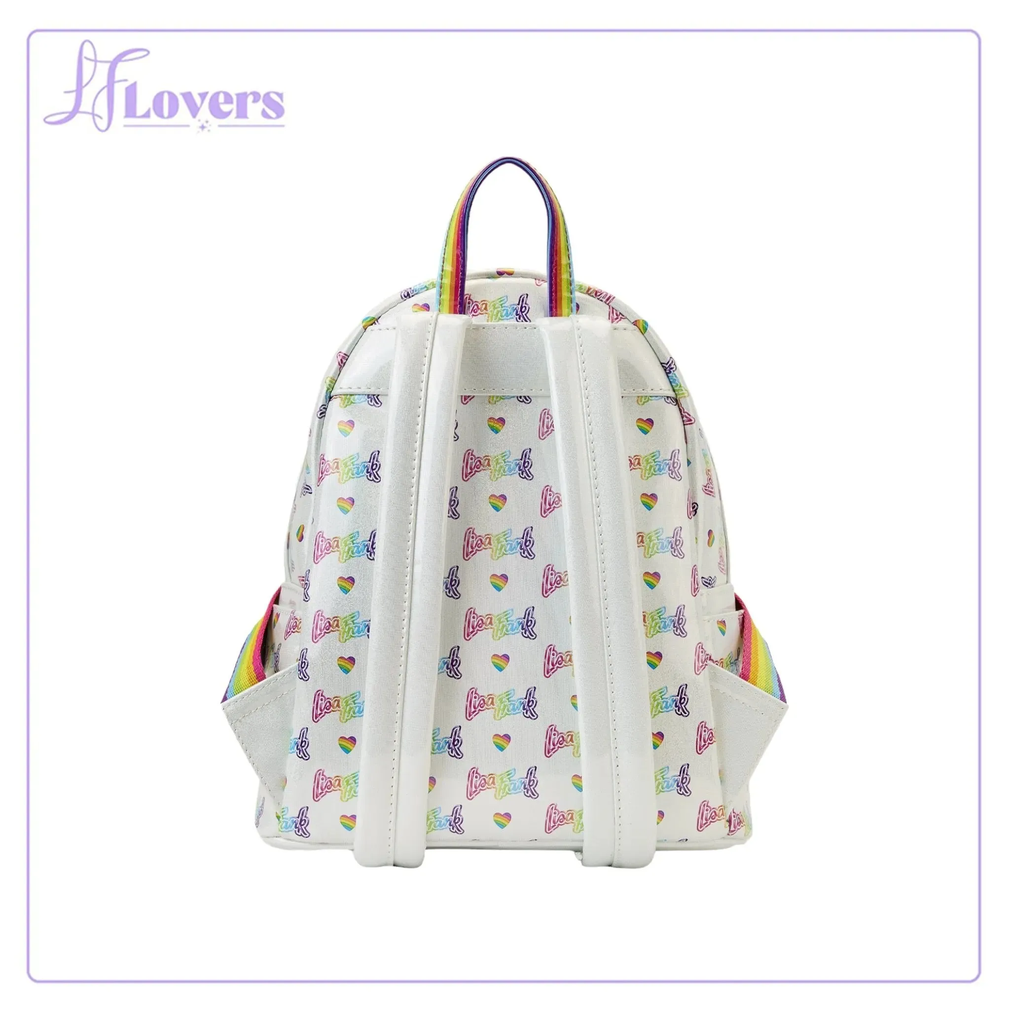 Loungefly Lisa Frank Logo Heart Detachable Rainbow Mini Backpack