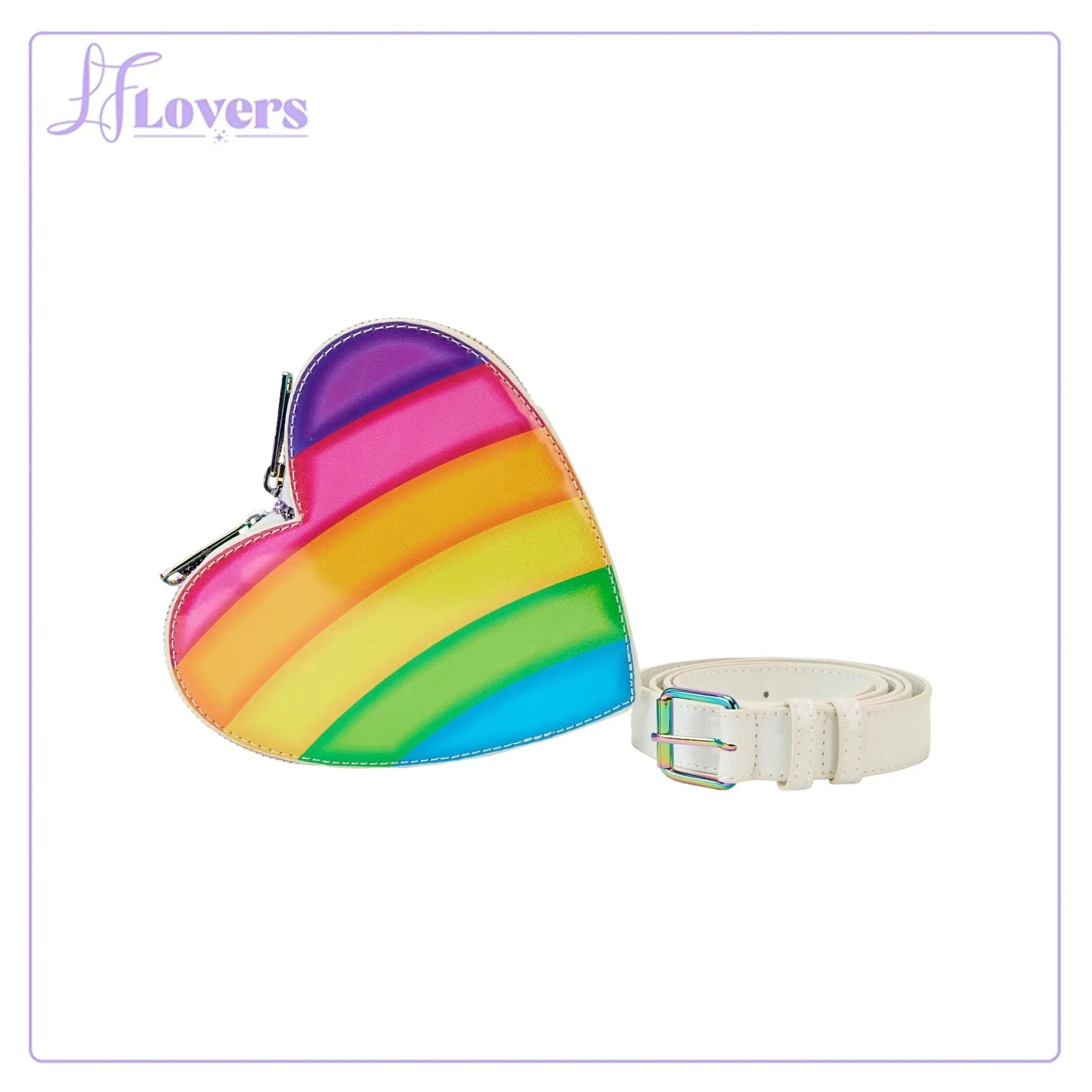 Loungefly Lisa Frank Logo Heart Detachable Rainbow Mini Backpack