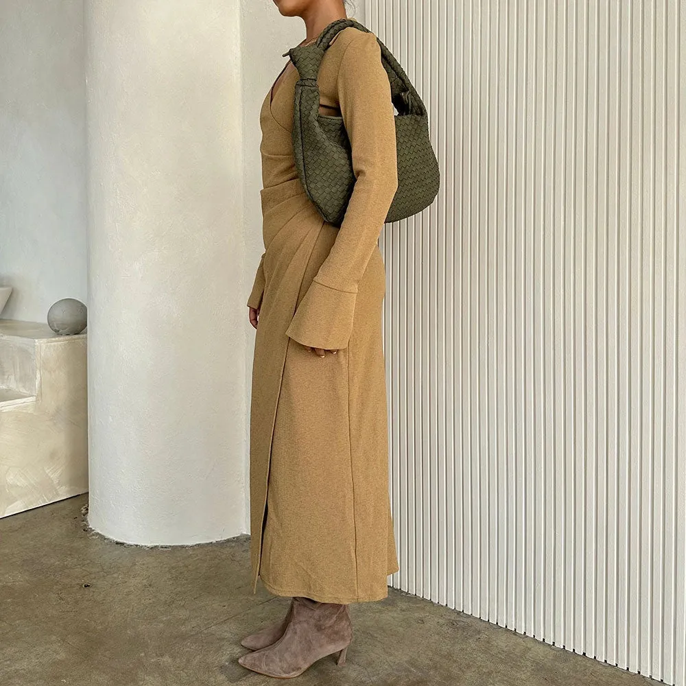Melie Bianco Brigitte Mushroom Recycled Vegan Suede Shoulder Bag