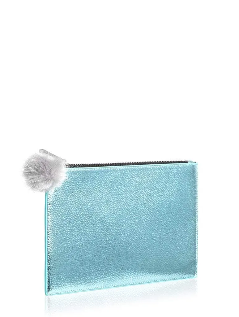 Metallic Blue Clutch Bag