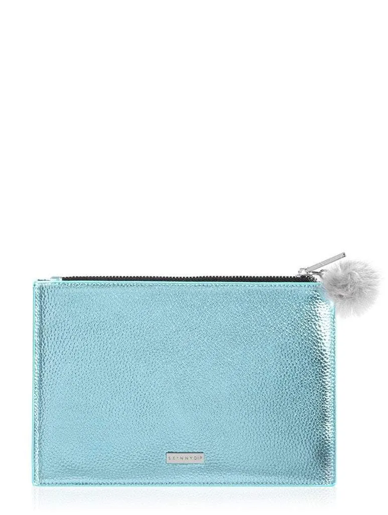 Metallic Blue Clutch Bag