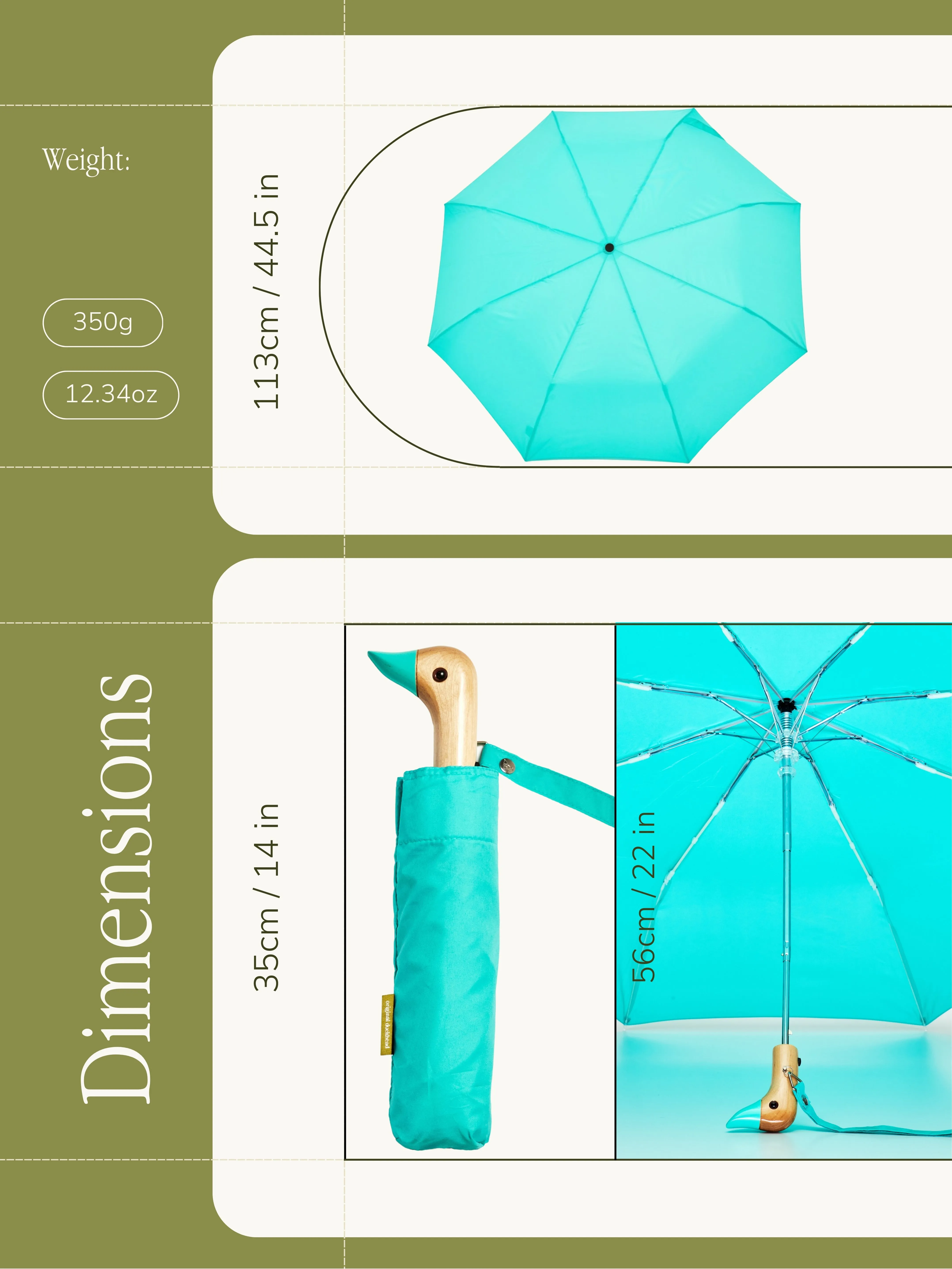 Mint Eco-Friendly Compact Duck Umbrella
