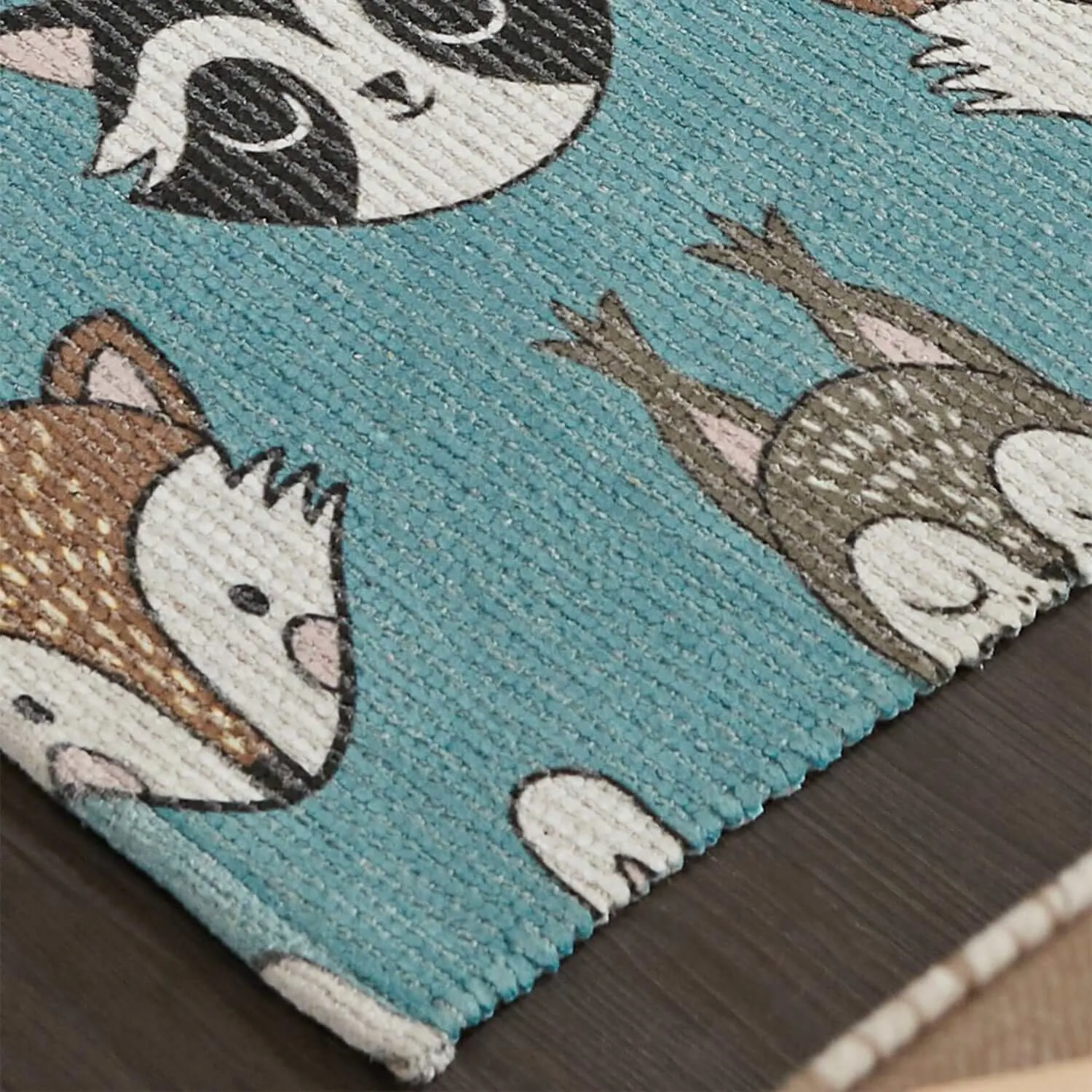 Mona B - Printed Fox Kids Room Dhurrie Carpet Rug Runner Floor Mat for Living Room Bedroom: 2 X 3 Feet Multi Color- PR-108