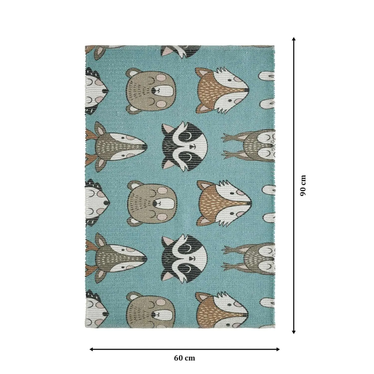 Mona B - Printed Fox Kids Room Dhurrie Carpet Rug Runner Floor Mat for Living Room Bedroom: 2 X 3 Feet Multi Color- PR-108