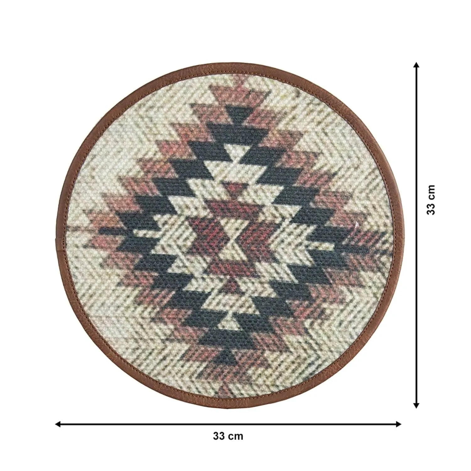 Mona B - Set of 2 Printed  Placemats, 13 INCH Round, Best for Bed-Side Table/Center Table, Dining Table/Shelves (Aztec)