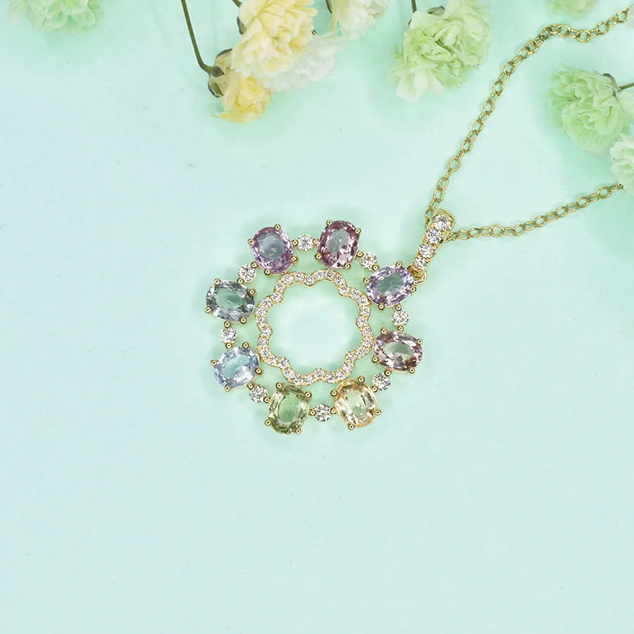 Multi Coloured Sapphire Pendant