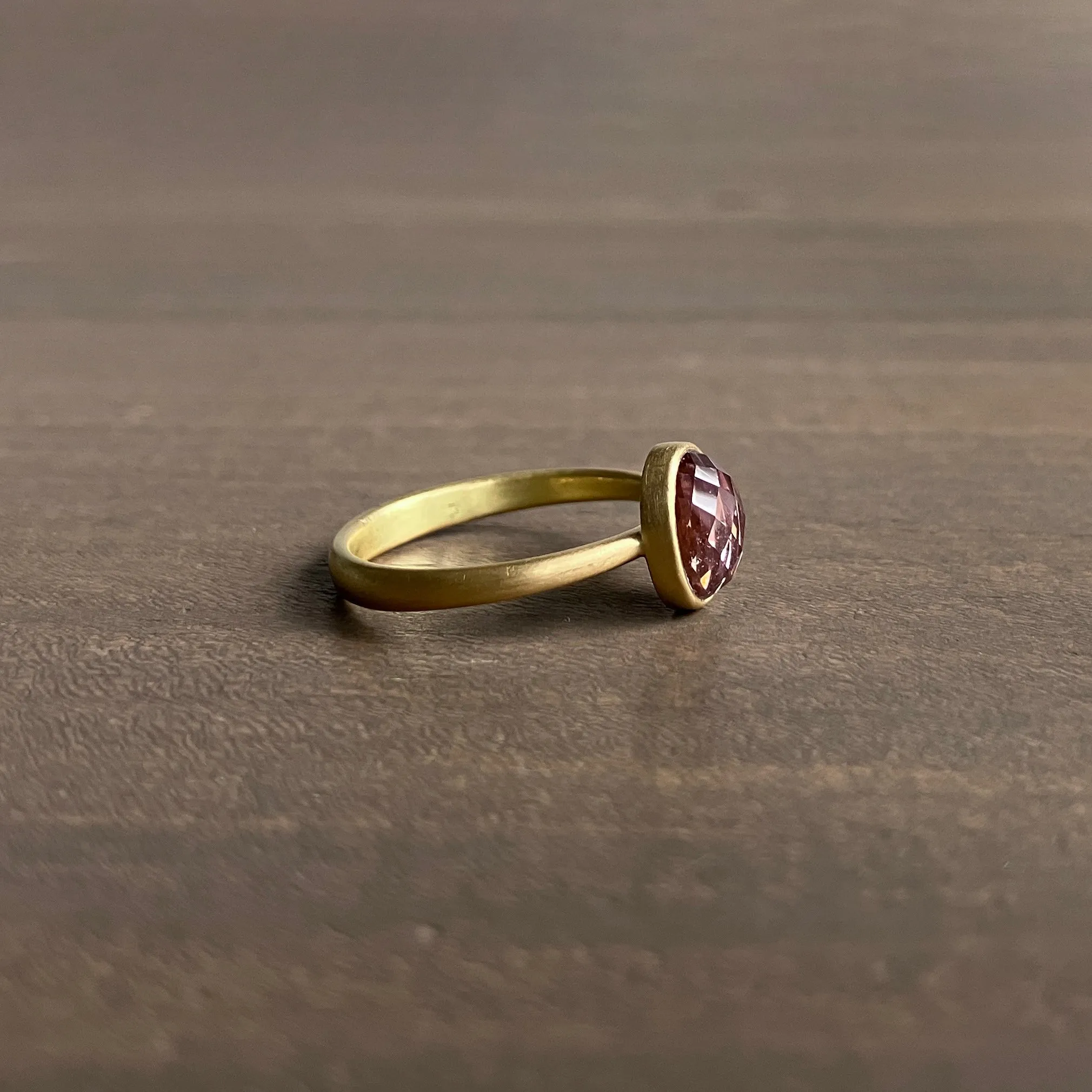Natural Oval Checkered Peachy Pink Umba Sapphire Ring
