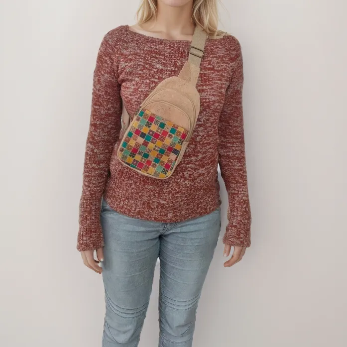 Natural Women's Three-Compartment Sling Bag BAG-2296