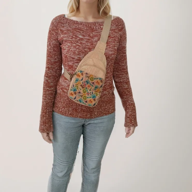 Natural Women's Three-Compartment Sling Bag BAG-2296