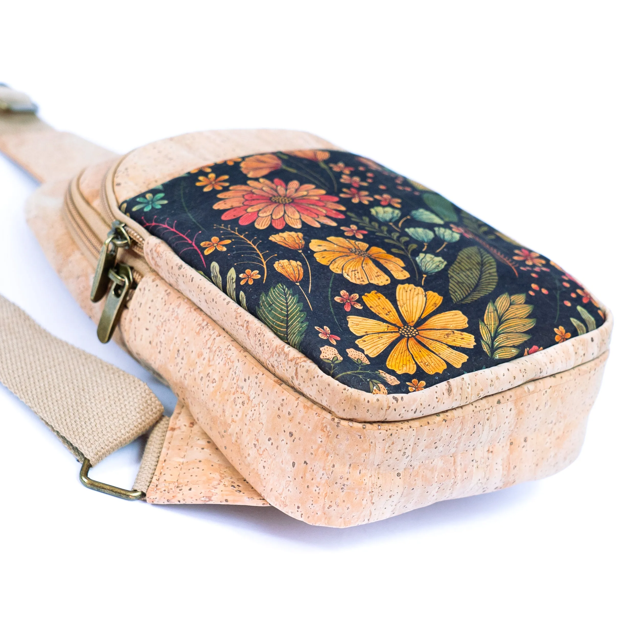 Natural Women's Three-Compartment Sling Bag BAG-2296