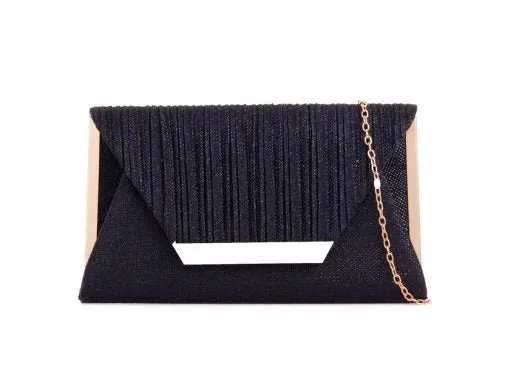 Navy Glitter Envelope Clutch Bag
