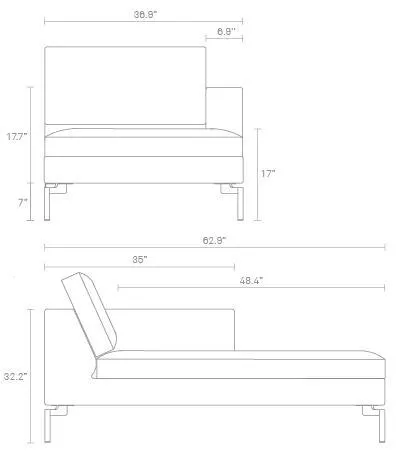 New Standard Leather Sofa with Right Arm Chaise