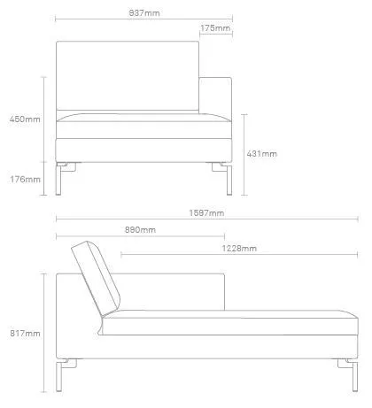 New Standard Leather Sofa with Right Arm Chaise