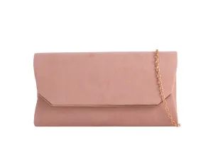 Nude Suede Envelope Clutch Bag