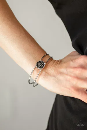 Open Door Jewelry - Dial Up The Dazzle - Black Bracelet - Paparazzi Accessories
