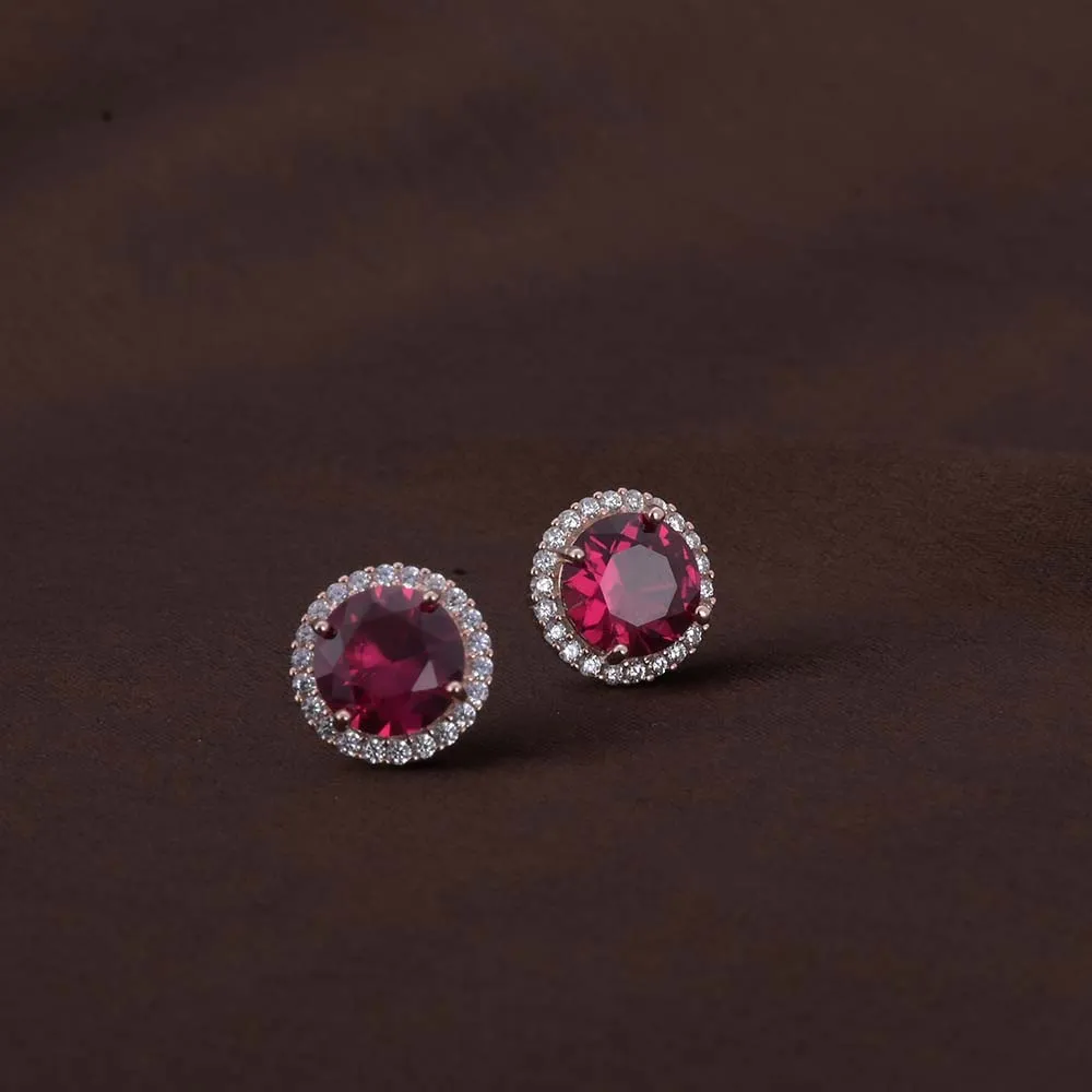 Opulent Ruby Studs | Rose Gold