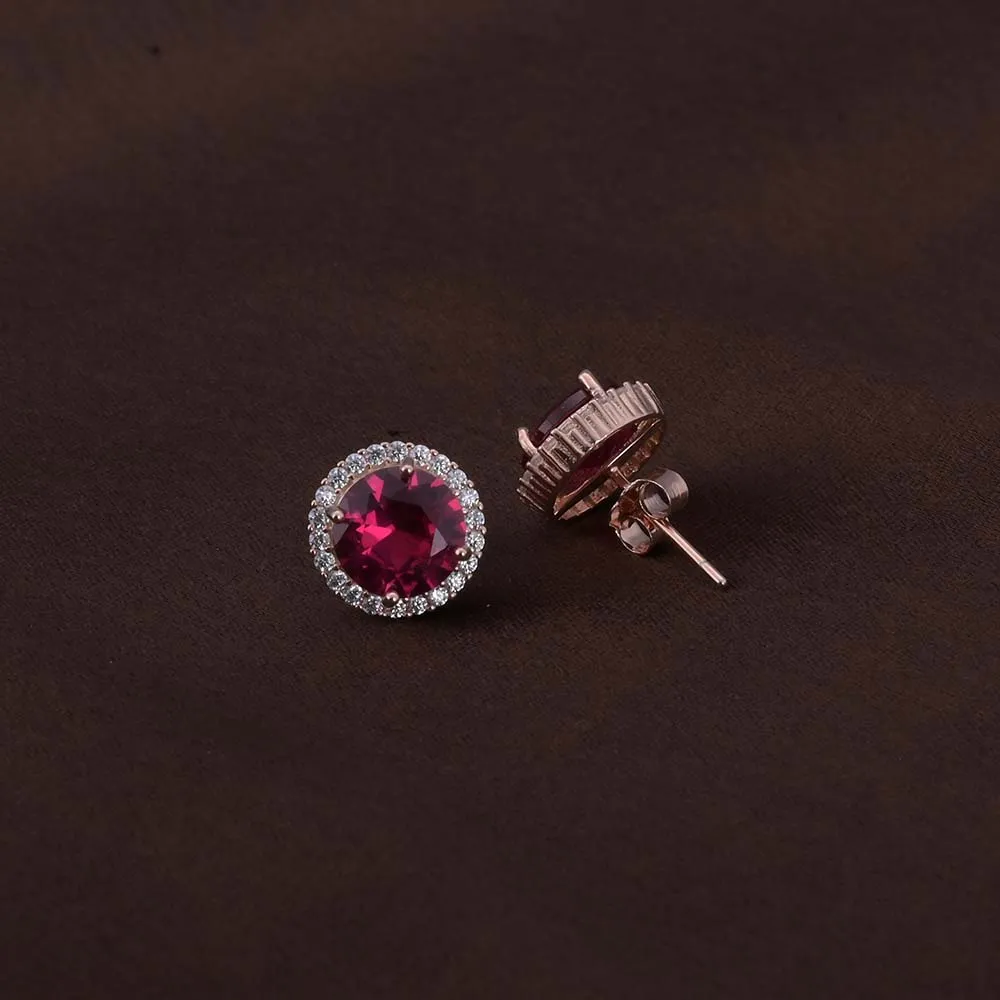Opulent Ruby Studs | Rose Gold