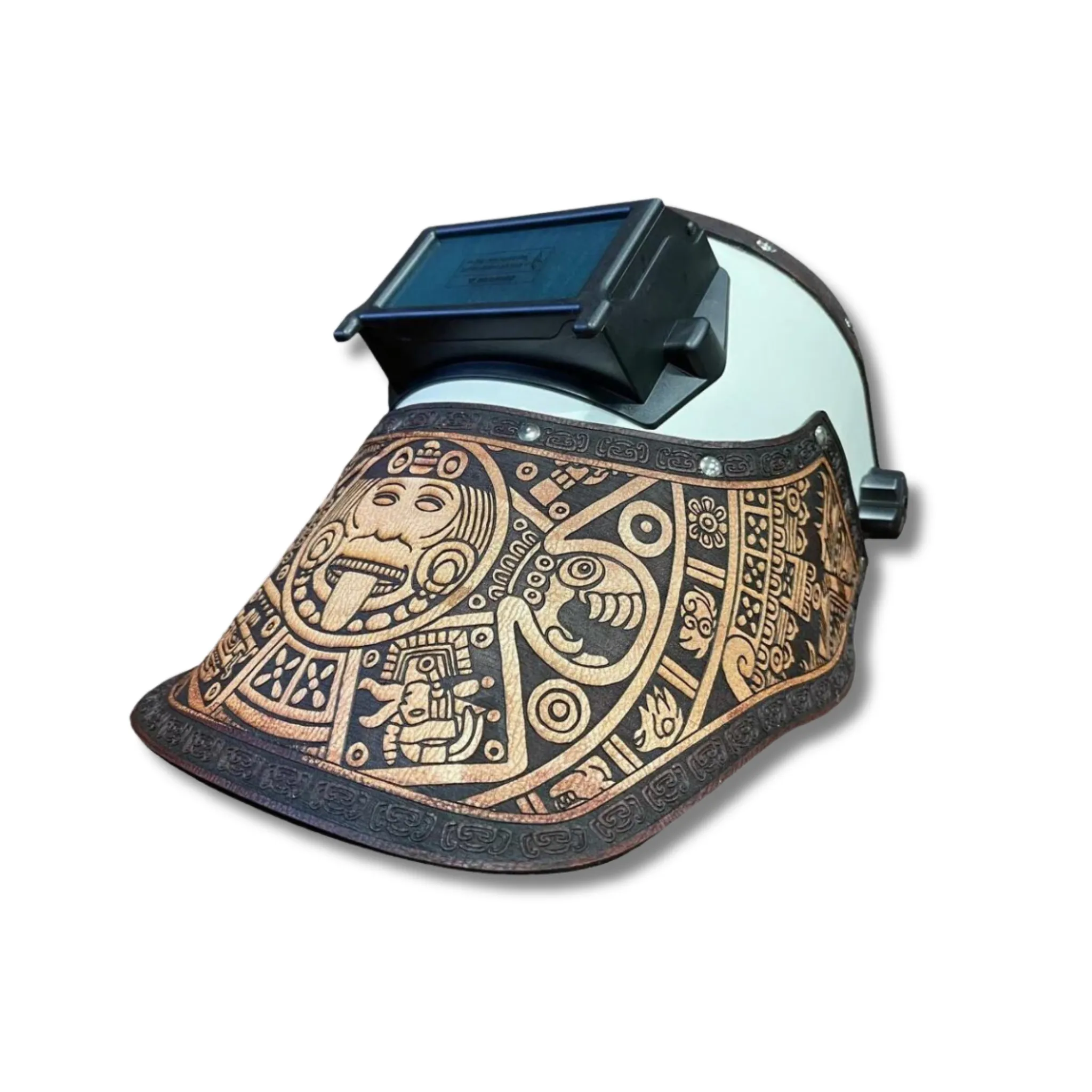 Outlaw Leather - Welding Hood - Aztec Calendar Natural