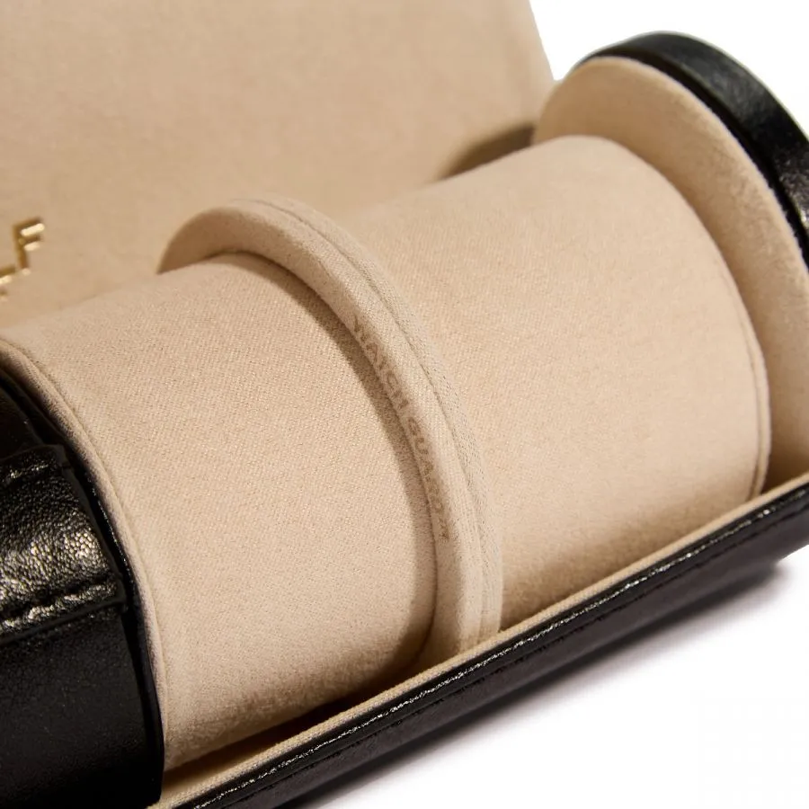 Palermo Double Watch Roll w/ Jewelry Pouch (Black)