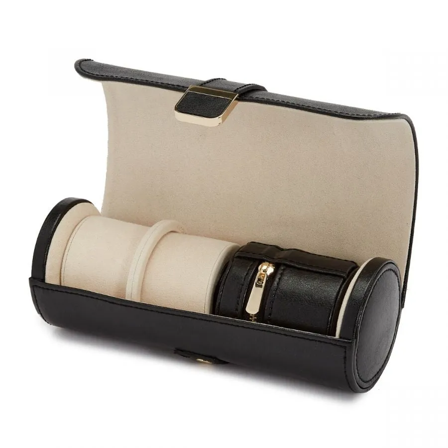 Palermo Double Watch Roll w/ Jewelry Pouch (Black)