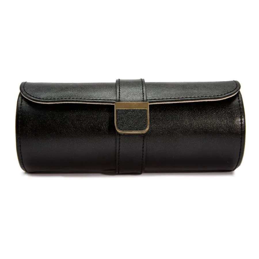 Palermo Double Watch Roll w/ Jewelry Pouch (Black)