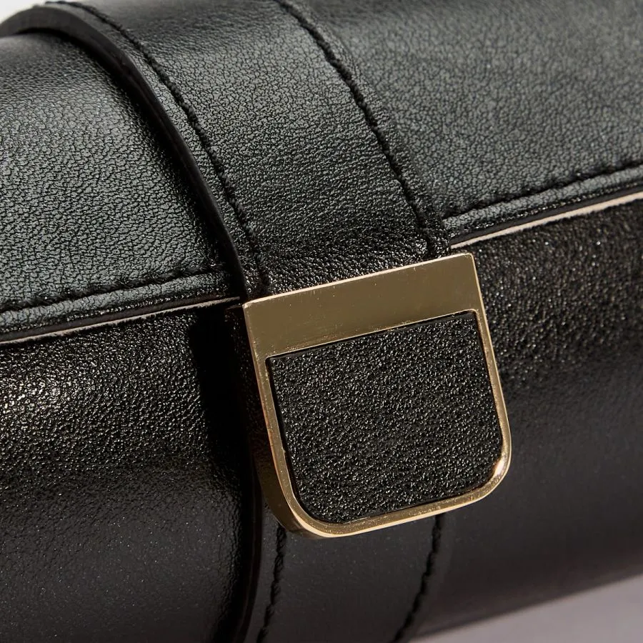 Palermo Double Watch Roll w/ Jewelry Pouch (Black)