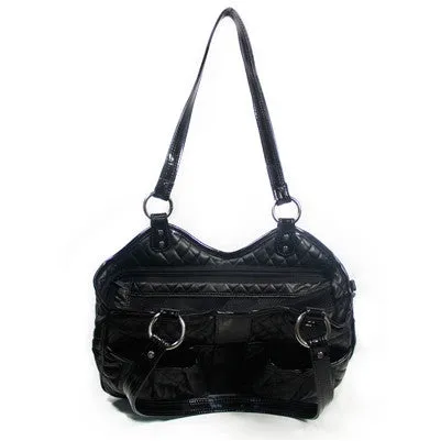 Petote Quilted Luxe Metro Dog Carrier - Black