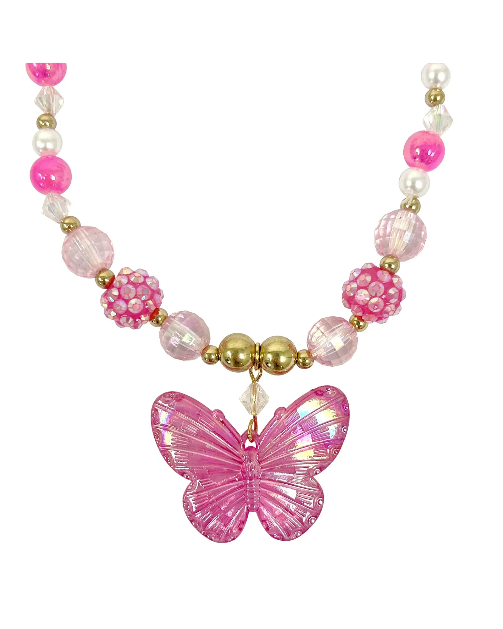 Pink Poppy Butterfly Necklace