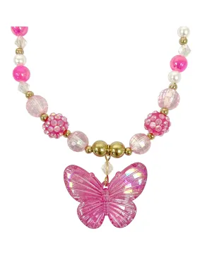 Pink Poppy Butterfly Necklace